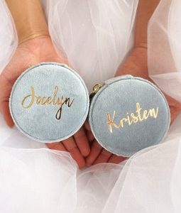 Mini, Round Jewelry Case, Quality Italian Velvet Travel Jewelry Box, Perfect Christmas & Holiday Gift, Earring, Necklace, Bracelet, Ring Box