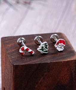 3PCS Christmas Internal threaded Jewelry/Silver Cartilage stud/Nose Stud/Minimalist Earrings/Cartilage Helix Tragus Stud/Christmas Gift