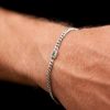 Silver Green Vintage Gem Bracelet 4mm Curb Chain Bracelet For Men, Mens Gemstone Bracelet Emerlad Charm - Mens Jewelry By Twistedpendant