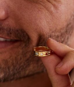 Custom Family Birthstone Ring for Men, Personalized Dad Ring, Gold Finish Birthstone Band, Father's Day Gift for Dad or Husband